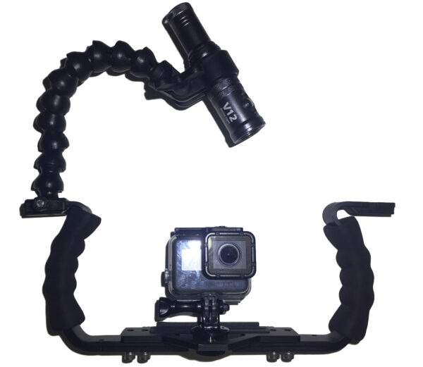 twin base tray flexible arm for video light and go pro