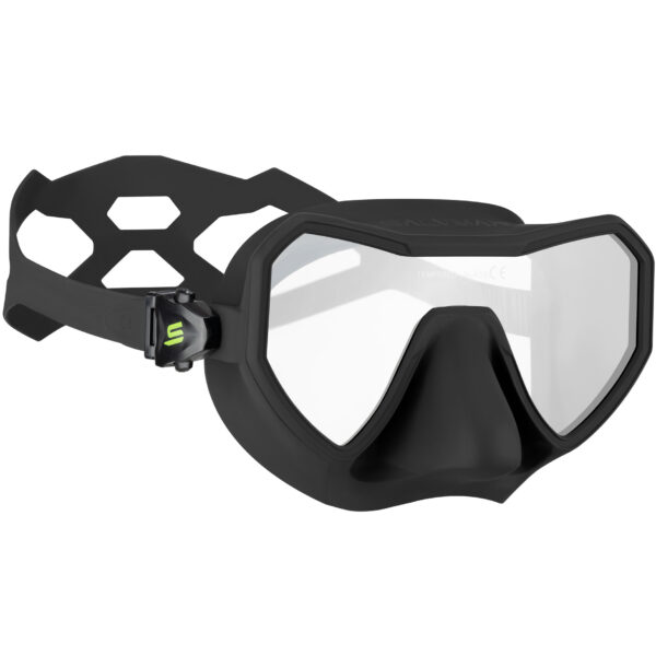 Salvimar Black Neo Mask side view with straps