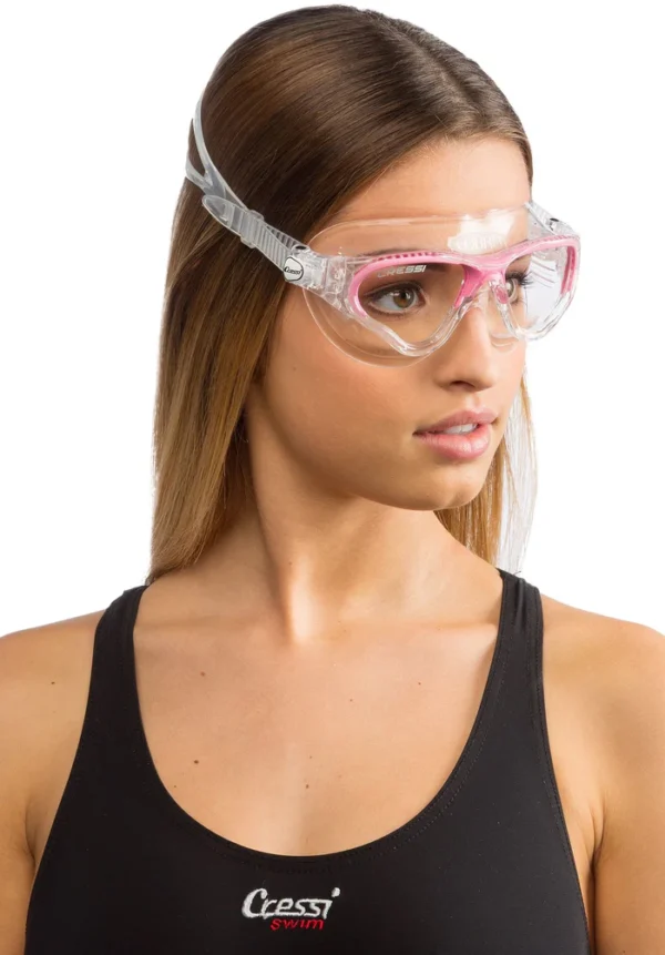 Cressi Cobra Goggles Clear and Pink on Model