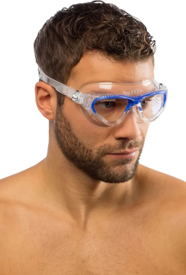 Cressi Cobra Goggles Clear and blue on model