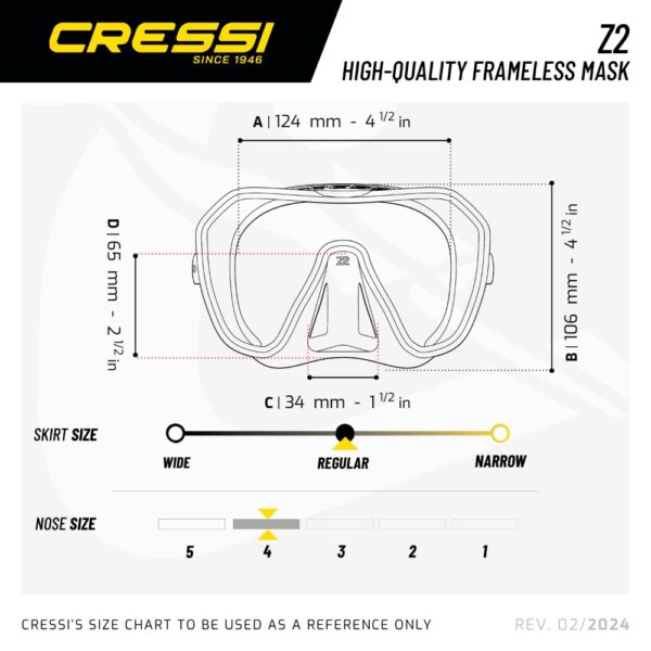 Cressi Z2 Mask dimensions